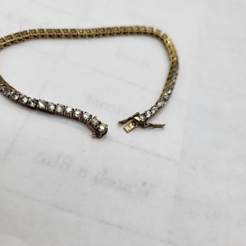 925 Gold Vermeil Prong Set Rhinsetone Bracelet